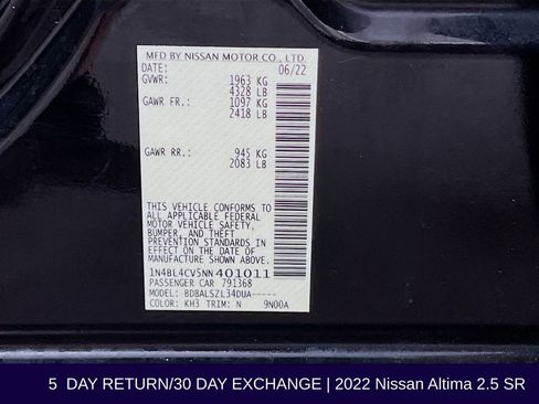 Used 2022 Nissan Altima 2.5 SR image 38