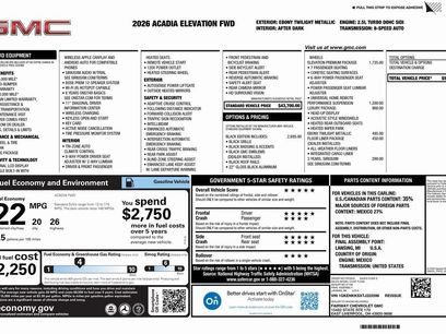New 2026 GMC Acadia Elevation w/ Black Edition