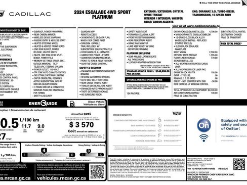Used 2024 Cadillac Escalade Sport Platinum w/ LPO, ONYX Package AWD/4WD image 9