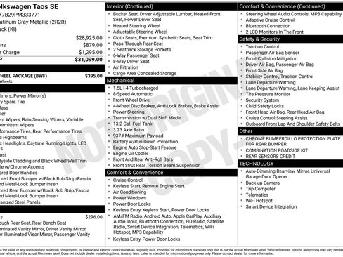 Certified 2023 Volkswagen Taos SE w/ Black Wheel Package FWD image 43