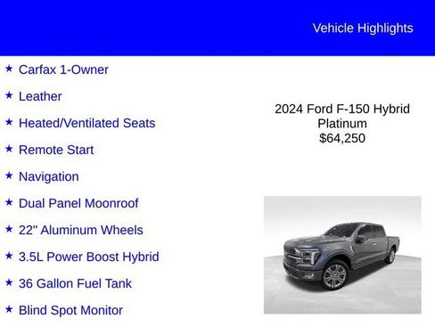 Certified 2024 Ford F150 Platinum w/ Equipment Group 703A Plus AWD/4WD image 2