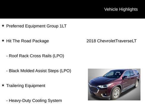 Used 2018 Chevrolet Traverse LT w/ LPO, 'HIT The Road' Package image 4