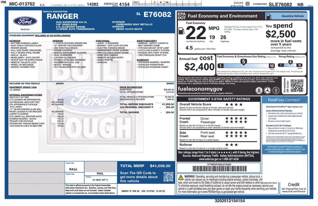 Used 2025 Ford Ranger XL w/ Trailer Tow Package AWD/4WD image 28