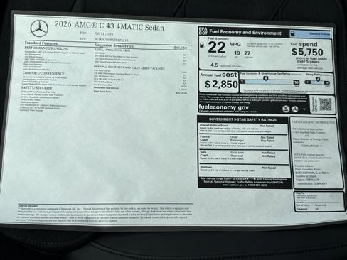 New 2026 Mercedes-Benz C 43 AMG 4MATIC Sedan image 38