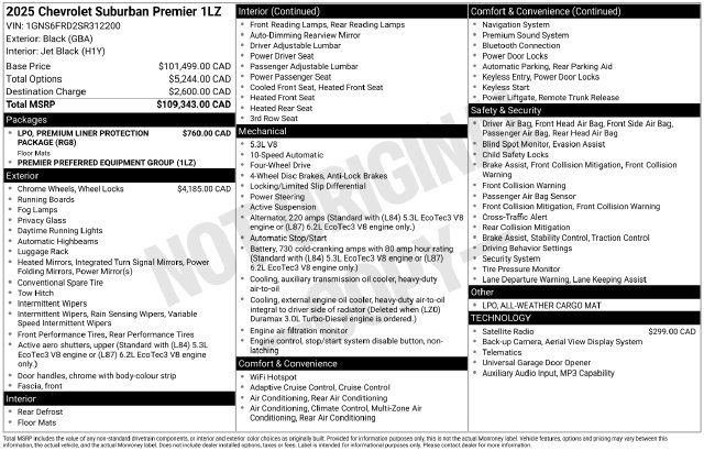 Used 2025 Chevrolet Suburban Premier AWD/4WD image 1