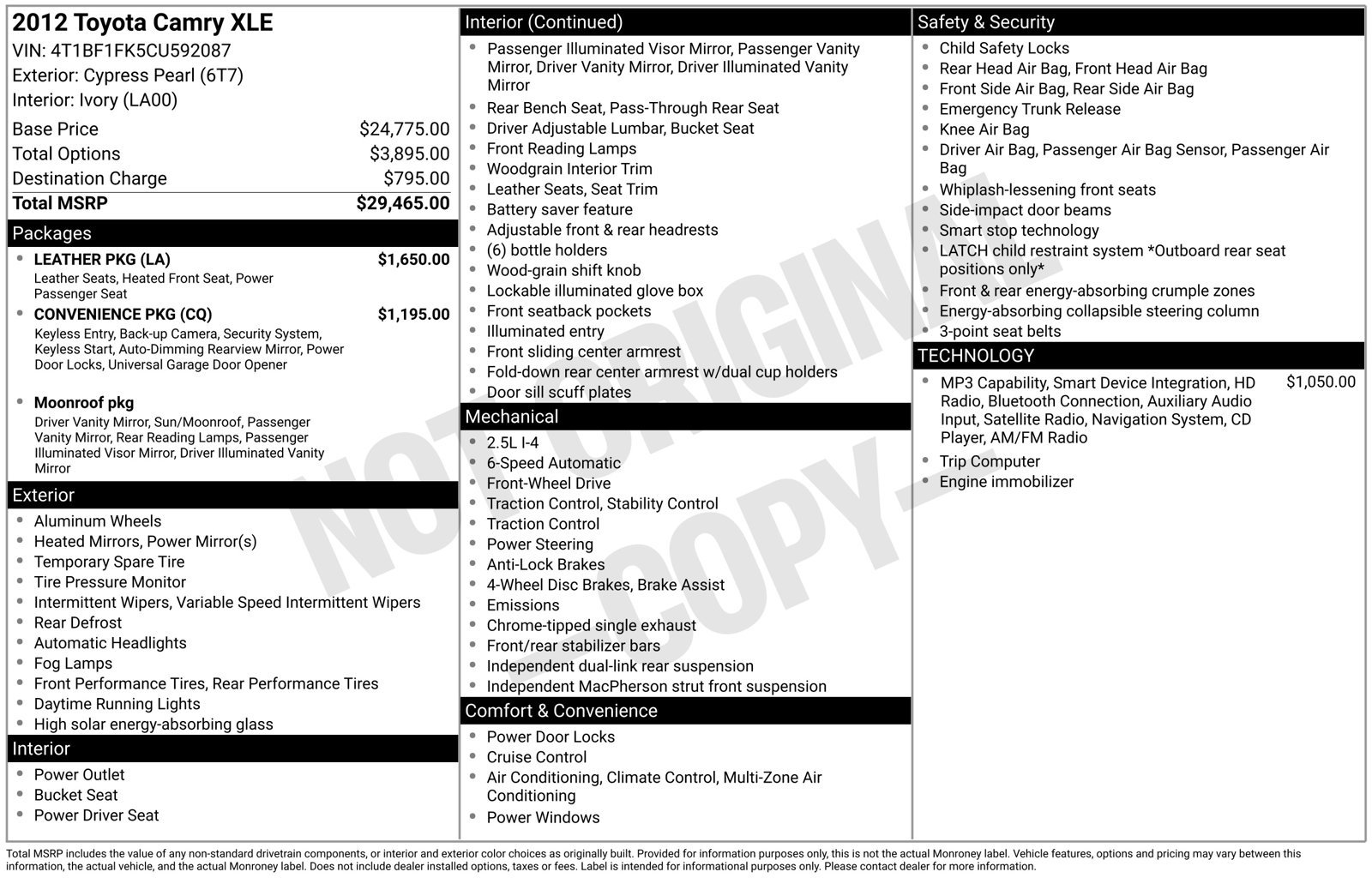 Used 2012 Toyota Camry XLE w/ Leather Pkg FWD image 46