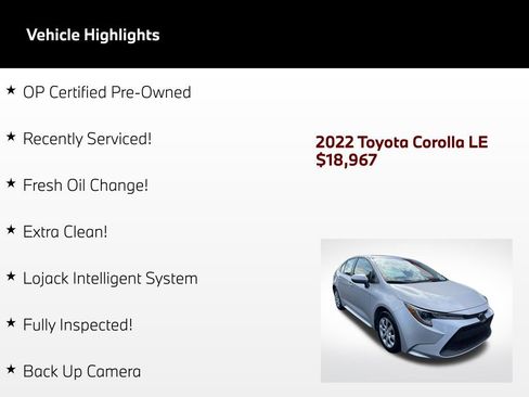 Used 2022 Toyota Corolla LE FWD image 2
