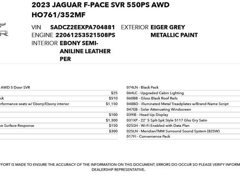 Used 2023 Jaguar F-PACE SVR image 27