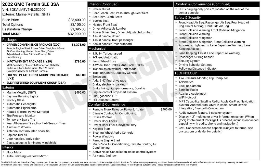 Used 2022 GMC Terrain SLE w/ Driver Convenience Package FWD image 12