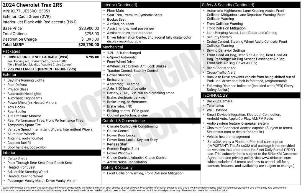 Used 2024 Chevrolet Trax RS w/ Driver Confidence Package FWD image 10