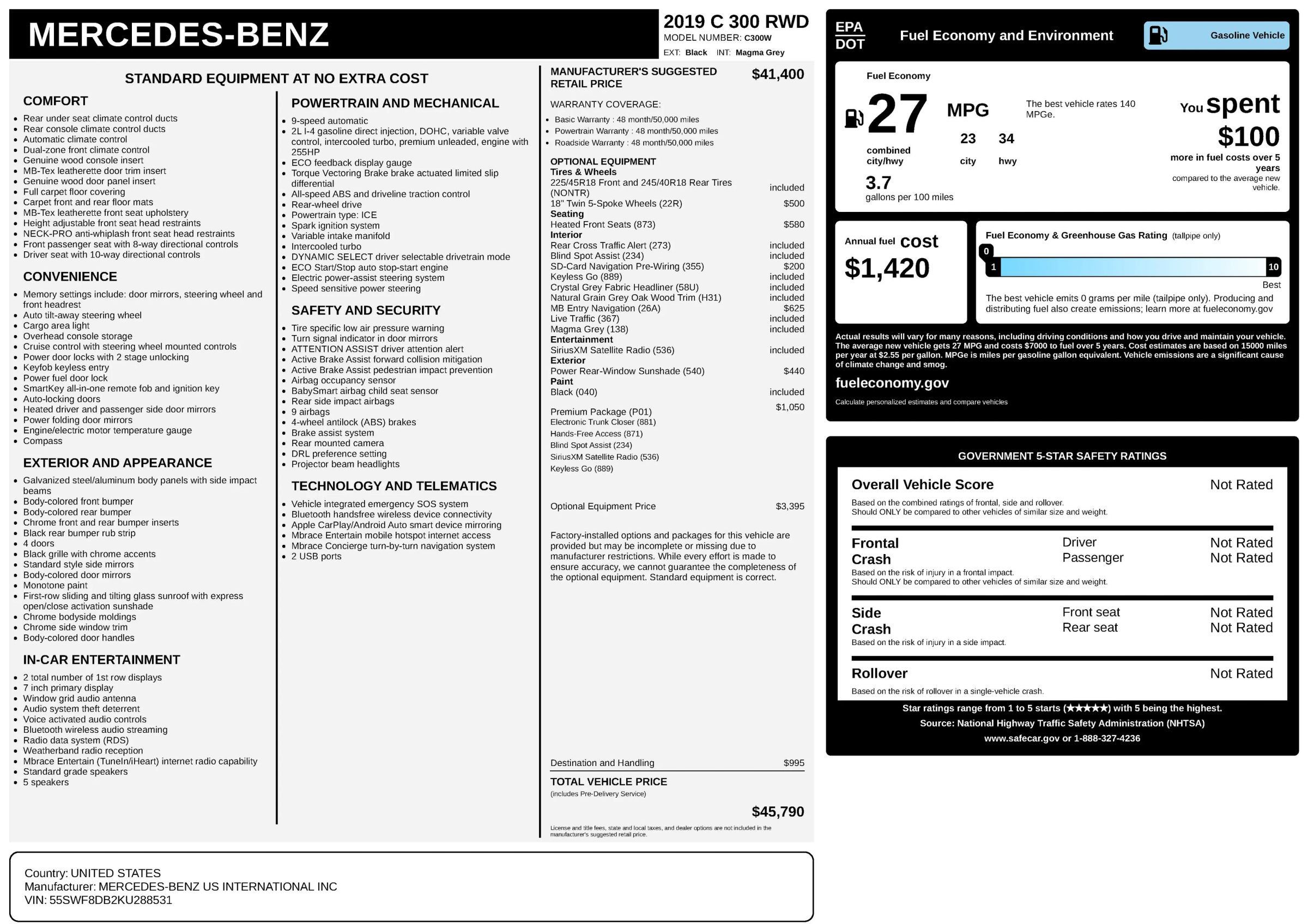Used 2019 Mercedes-Benz C 300 Sedan w/ Premium Package image 31