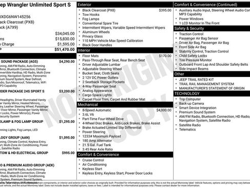 Used 2022 Jeep Wrangler Unlimited Sport w/ Sun And Sound Package AWD/4WD image 33