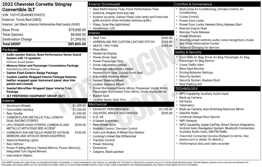 Used 2022 Chevrolet Corvette Stingray Premium Conv w/ 3LT RWD image 35