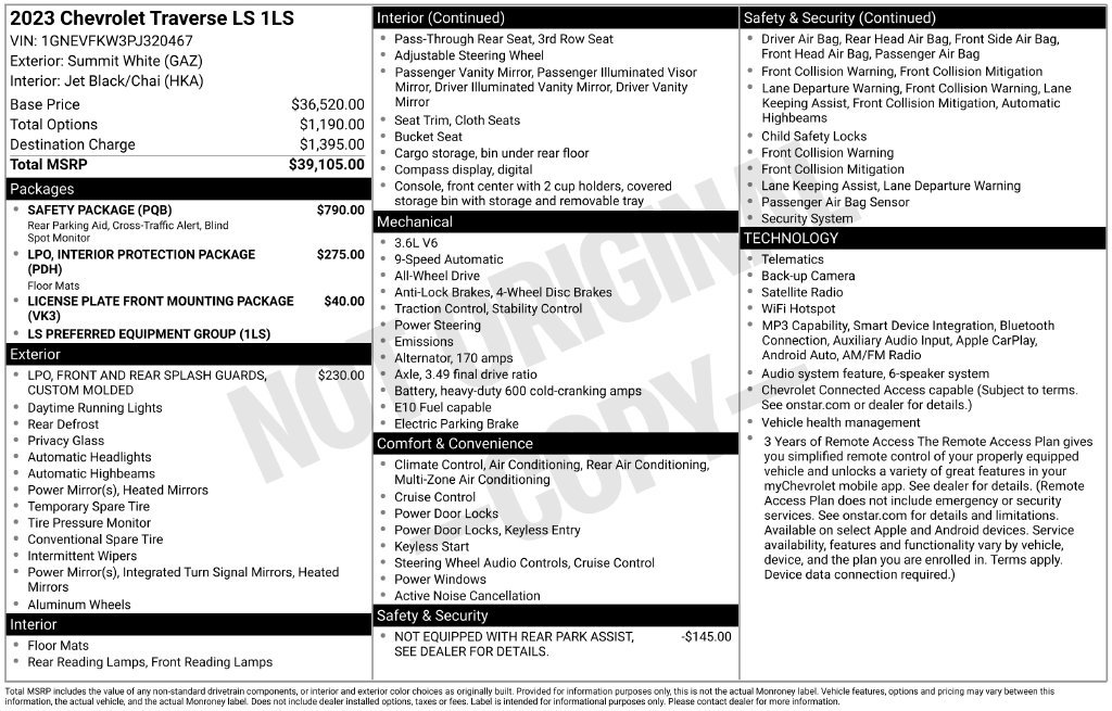 Used 2023 Chevrolet Traverse LS w/ Safety Package AWD/4WD image 5