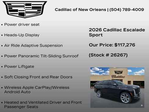 New 2026 Cadillac Escalade Sport w/ Touring Package AWD/4WD image 8