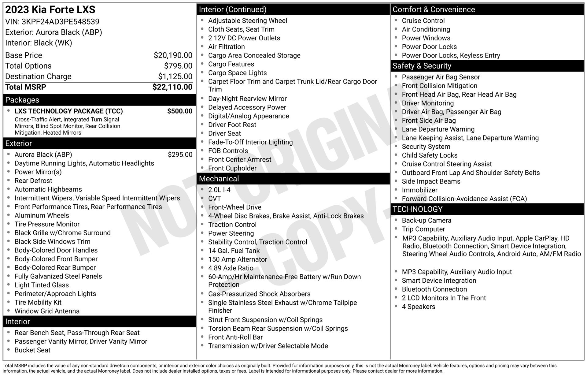 Used 2023 Kia Forte LXS w/ LXS Technology Package FWD image 4