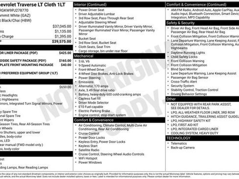 Certified 2023 Chevrolet Traverse LT w/ LPO, Floor Liner Package FWD image 34