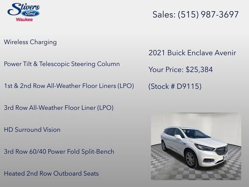 Used 2021 Buick Enclave Avenir w/ LPO, Floor Liner Package FWD image 34