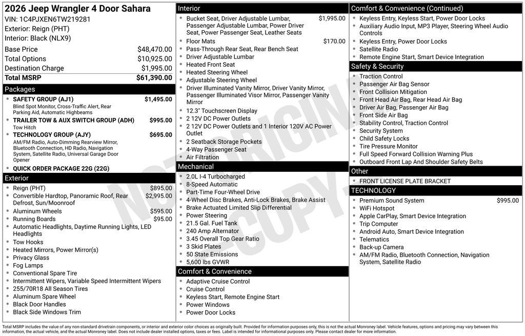 New 2026 Jeep Wrangler Unlimited Sahara w/ Safety Group AWD/4WD image 6