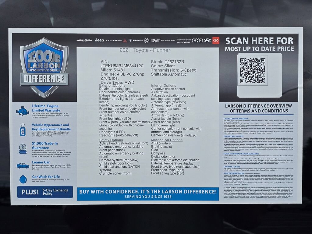 Used 2021 Toyota 4Runner Limited AWD/4WD image 2