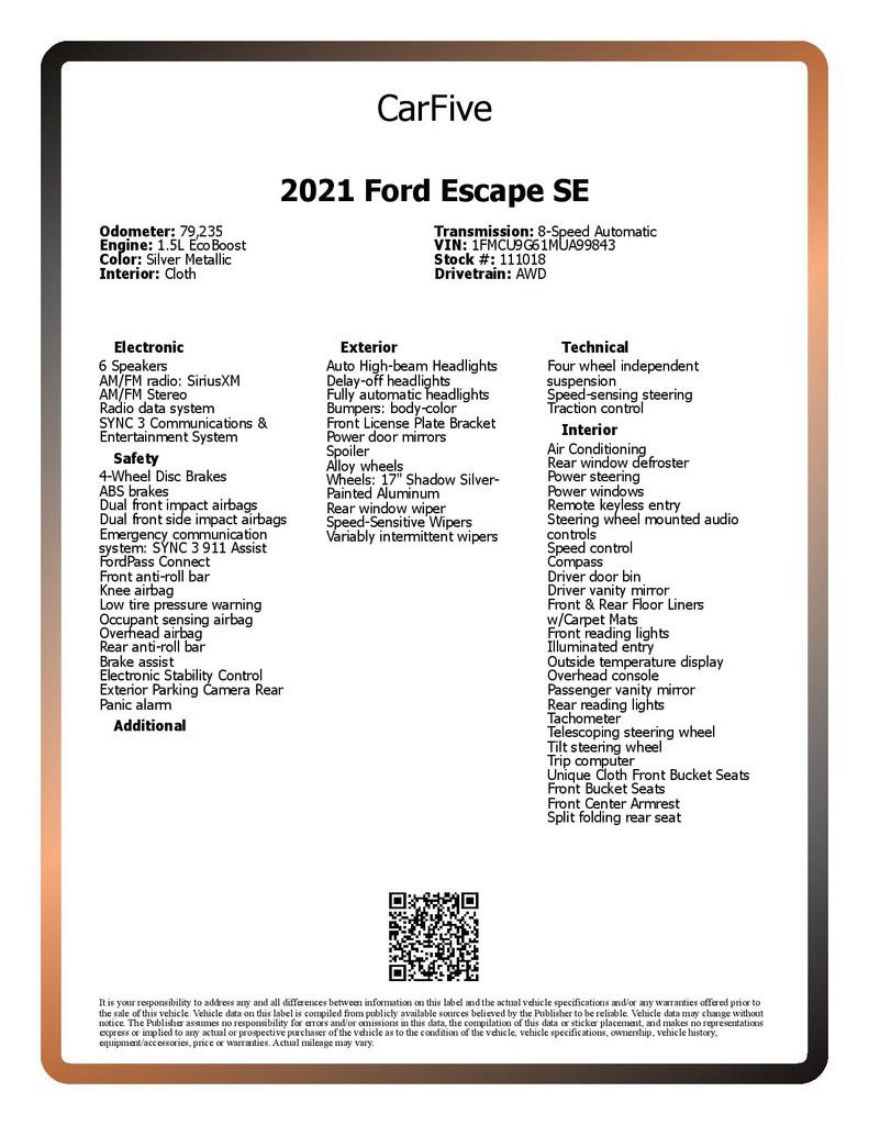 Used 2021 Ford Escape SE AWD/4WD image 25