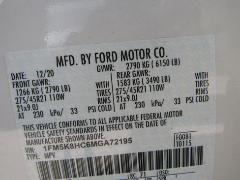 Used 2021 Ford Explorer Platinum w/ Equipment Group 601A image 6