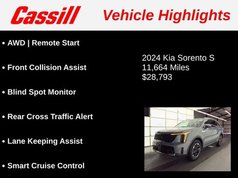 Used 2024 Kia Sorento S w/ Panoramic Sunroof Package image 3