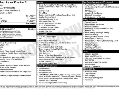 Used 2021 Subaru Ascent Premium w/ Convenience Package AWD/4WD image 7