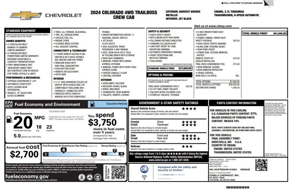 Used 2024 Chevrolet Colorado Trail Boss AWD/4WD image 2