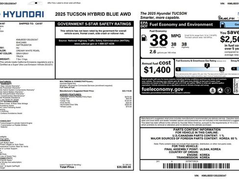 Used 2025 Hyundai Tucson Blue AWD/4WD image 3