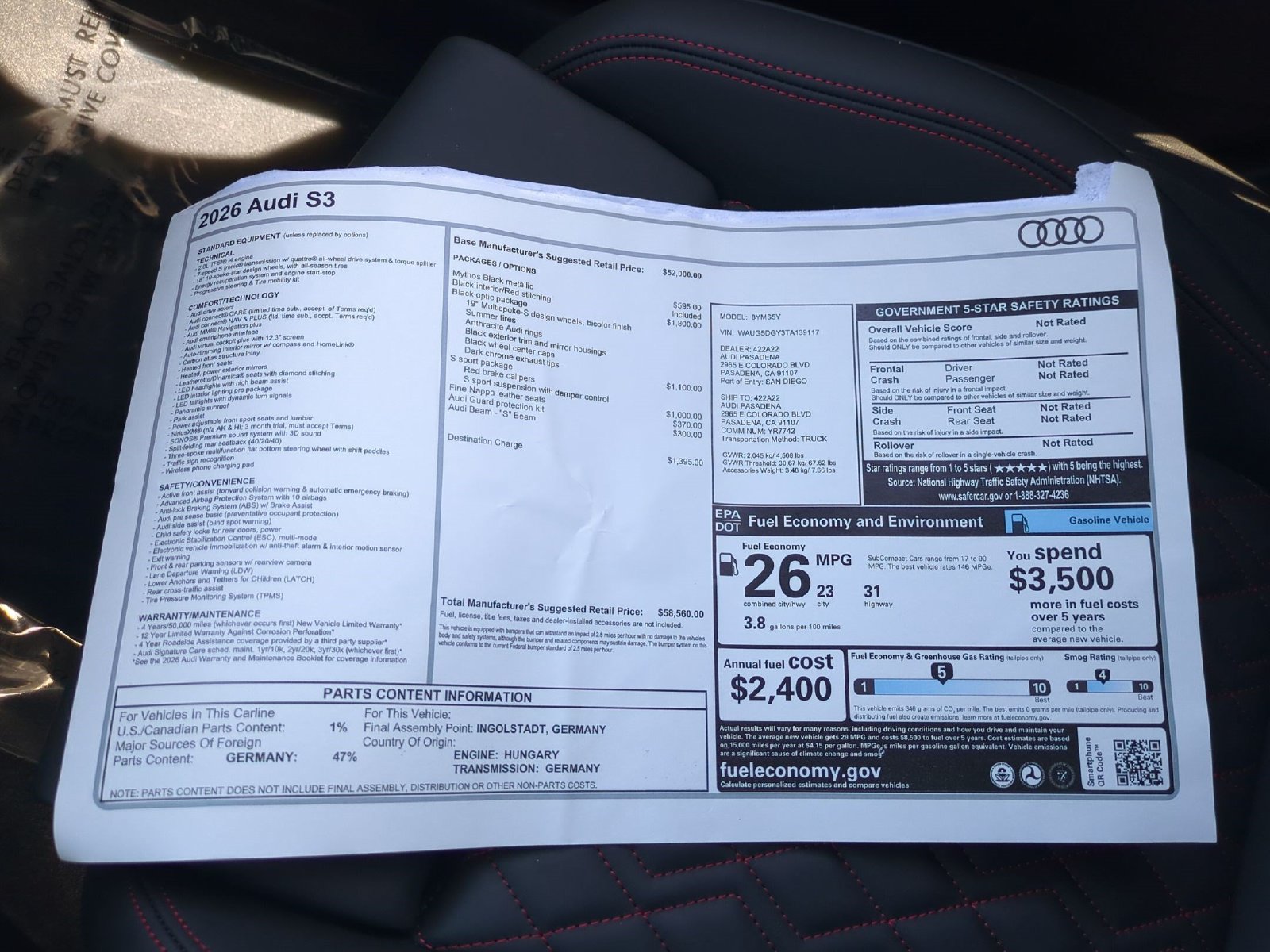 New 2026 Audi S3 Premium AWD/4WD image 18