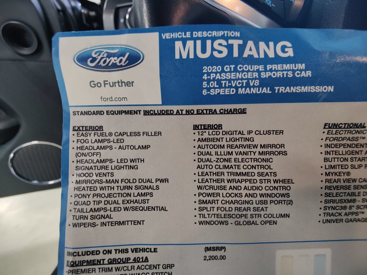 Used 2020 Ford Mustang GT Premium w/ GT Performance Package RWD image 51