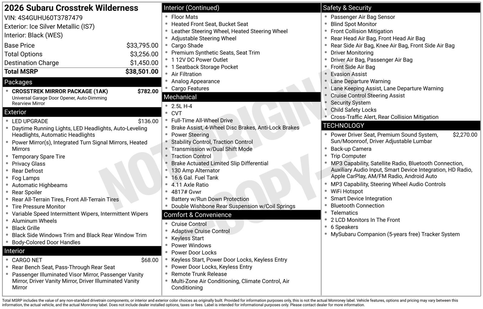 New 2026 Subaru Crosstrek 2.5i Wilderness w/ Crosstrek Mirror Package AWD/4WD image 3