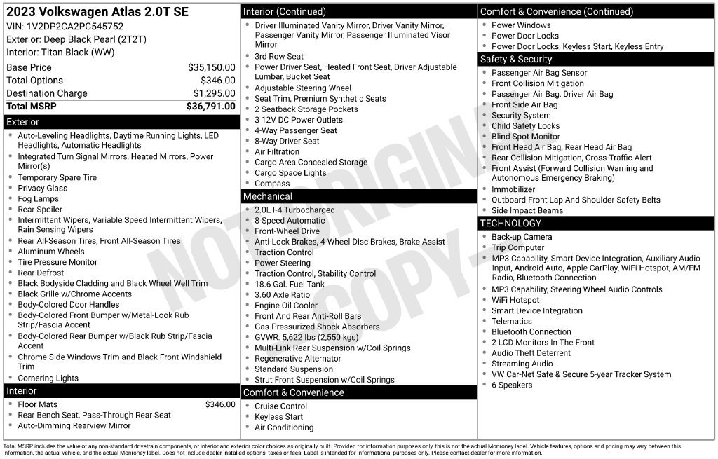 Used 2023 Volkswagen Atlas SE FWD image 33