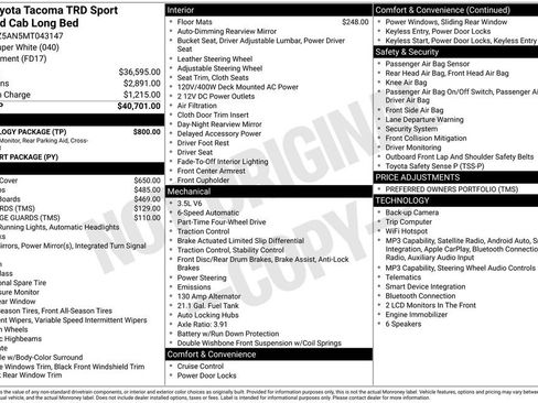 Used 2021 Toyota Tacoma TRD Sport w/ Technology Package AWD/4WD image 3