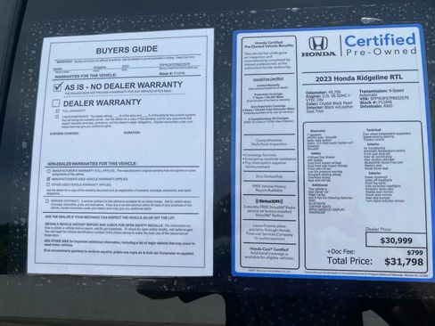 Certified 2023 Honda Ridgeline RTL image 37
