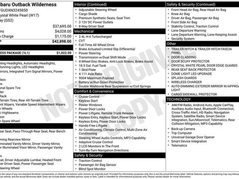 Used 2022 Subaru Outback Wilderness w/ Wilderness Package image 33