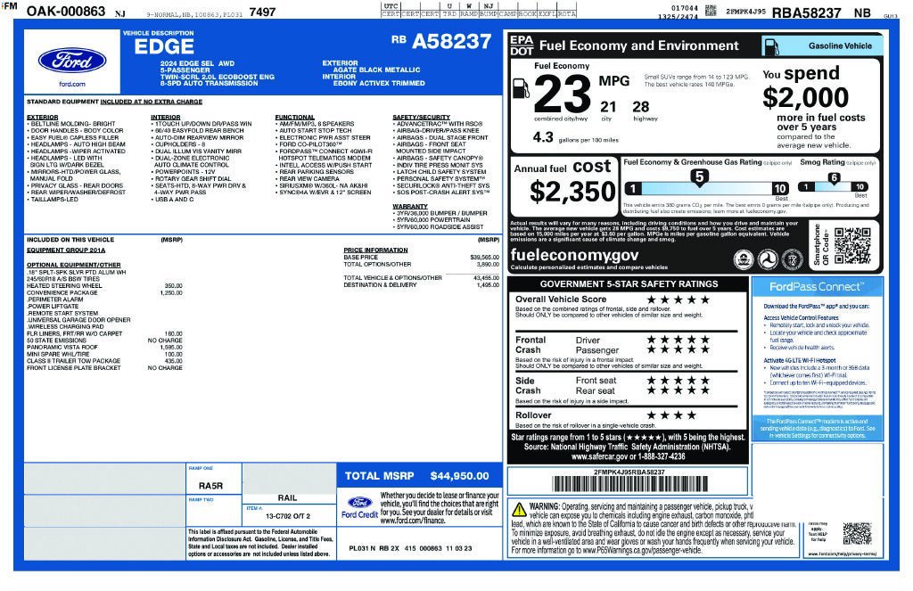 Certified 2024 Ford Edge SEL w/ Convenience Package AWD/4WD image 38