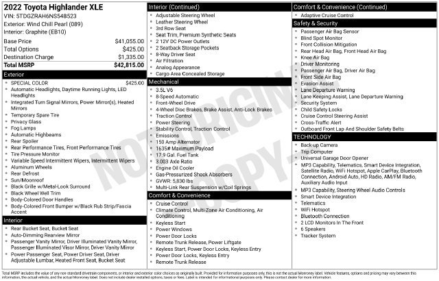Used 2022 Toyota Highlander XLE FWD image 11