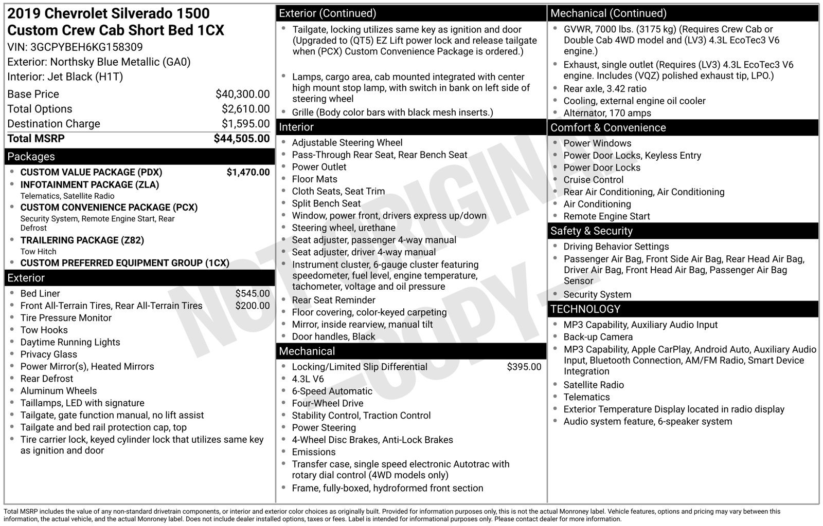 Used 2019 Chevrolet Silverado 1500 Custom w/ Custom Value Package AWD/4WD image 7