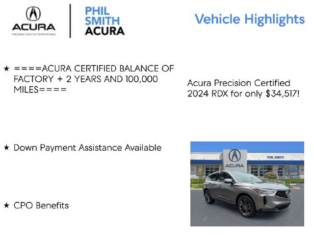 Certified 2024 Acura RDX w/ Advance Package AWD/4WD image 5