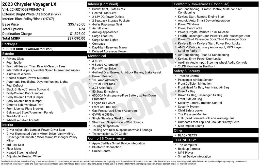 Used 2023 Chrysler Voyager LX FWD image 5