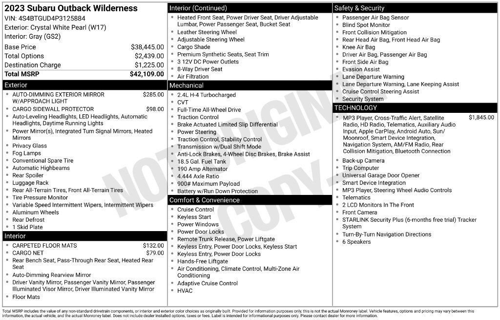 Used 2023 Subaru Outback Wilderness AWD/4WD image 6