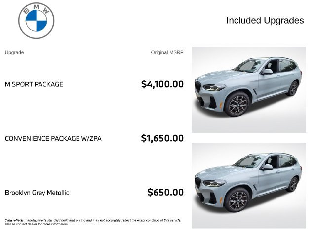 Certified 2023 BMW X3 xDrive30i w/ M Sport Package AWD/4WD image 3