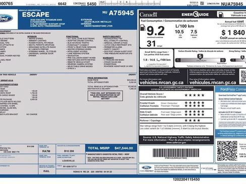 Used 2022 Ford Escape Titanium w/ Titanium Elite Package AWD/4WD image 2