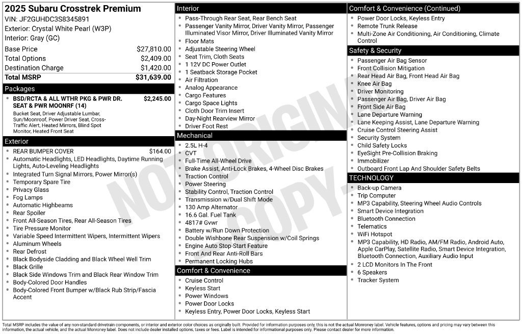 Certified 2025 Subaru Crosstrek 2.5i Premium AWD/4WD image 6