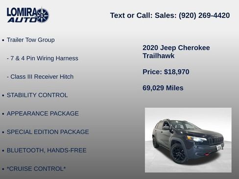 Used 2020 Jeep Cherokee Trailhawk w/ Comfort & Convenience Group AWD/4WD image 21