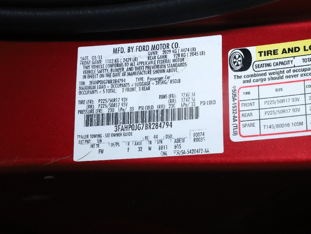 Used 2011 Ford Fusion SEL w/ 301A Rapid Spec Order Code FWD image 15