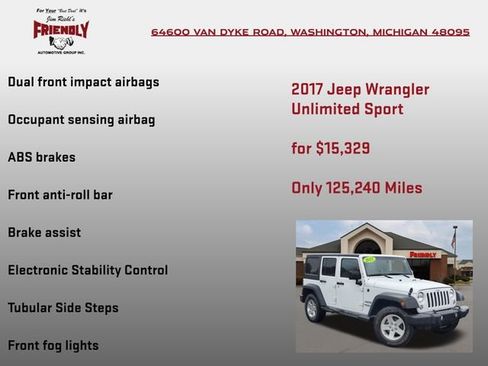 Used 2017 Jeep Wrangler Unlimited Sport w/ Quick Order Package 24S AWD/4WD image 25