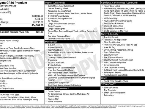 Used 2025 Toyota GR86 Premium w/ ALL Weather Mat Package (TMS) RWD image 29